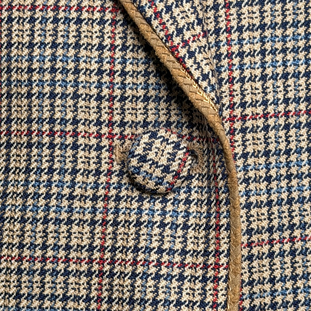 Pendleton Blazer Women 18W Tan Blue Red Plaid 100% Virgin Wool Plus Size Jacket - Picture 5 of 8